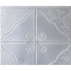 YOLO LIFE 3D立體自黏壁貼 泡棉磚 70 x 77cm, Aix 金屬銀, 1個