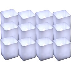 데일리리빙 사각 LED 전자 촛불 M 12p, 화이트