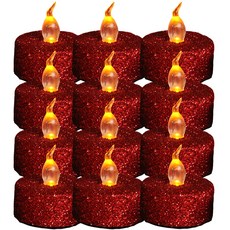 日常居家室內裝飾閃亮心情電子蠟燭 12入, 3 暖白色(紅色）