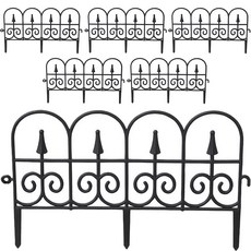 Life Sweet 庭院裝飾 庭院 組裝式 花圃 圍欄 6入, 黑色