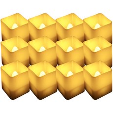 데일리리빙 사각 LED 전자 촛불 M 12p, 옐로우