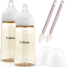 하이비 PPSU 에잇벤트 젖병 2p 트윈팩 + 몽글이 롱 미니솔 랜덤발송 2p 세트, 화이트 L, 270ml, 1세트