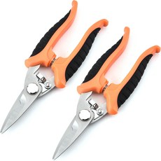 메이에르 스테인리스 가정용 원예 가위 오렌지 일자날, 2개
