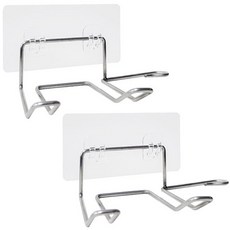 Winprice 不鏽鋼吹風機置物架, 透明+銀色, 2個