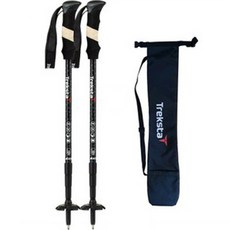 Treksta Voyager 4節超輕量登山杖 2入 + 收納袋, 黑綠色