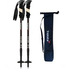 Treksta Voyager 4節超輕量登山杖 2入 + 收納盒, 黑酒紅色