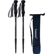 Treksta Baron 4節超輕量登山杖 2入 + 收納袋, 黑色, 1套