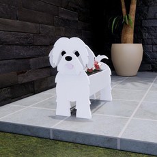 Ruijel 庭園裝飾 動物造型支架, 白色西施犬, 1個