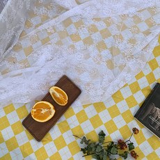 RaonToU 攜帶式防水野餐墊, 11 黃色格紋