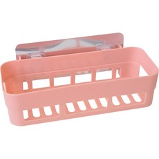 솔브리빙 파스텔톤 욕실 화장실 무타공 벽 코너형 접착 수납 정리대 선반 사각형, 핑크, 1개