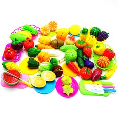 雙龍玩具 new 喀嚓 料理 切片 切割 扮家家酒 角色扮演 禮物 水果 蔬菜 58件組, 混合顏色, 1個