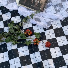 RaonToU 攜帶式防水野餐墊, 08 黑色格紋