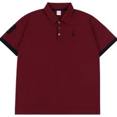 파이브엑스라지 남성용 통기성 빅사이즈 기린 배색 카라 반팔 티셔츠