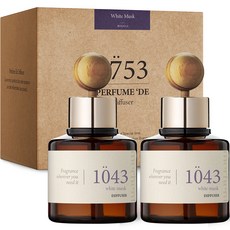 Merhent 香氛車用擴香 80ml 2個 + 木球 2個 + 固定貼紙, 白麝香, 1套