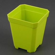 迷你彩色方形塑膠花盆, 綠色
