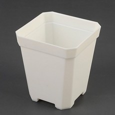迷你彩色方形塑膠花盆, 白色