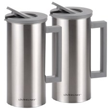 LiViNG ART 一鍵加寬不銹鋼水壺2p, 1.6L, 銀灰