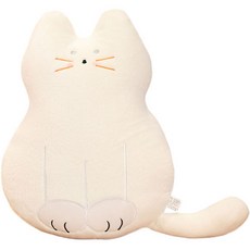 로새 앉아있는 고양이 베개 소파 등받이 쿠션, 화이트