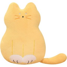 貓咪站坐姿造型抱枕沙發靠背靠墊, 黃色