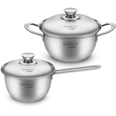 Kitchen-Art 電磁爐適用Benny系列3層不鏽鋼鍋具組, 混色, 單柄鍋 18cm+雙耳鍋 20cm, 1組