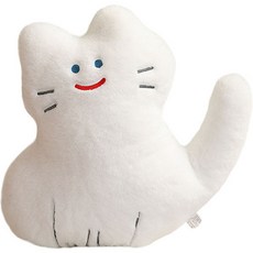 Rosae 微笑貓咪枕頭玩偶沙發靠墊 坐姿貓咪, 白色
