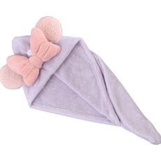 다사닷컴 리본 코랄모 드라이 헤어캡 건조 타올 귀달이, 퍼플, 1개