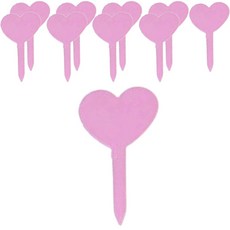 12圓形愛心花盆標示牌 10入, 粉紅色