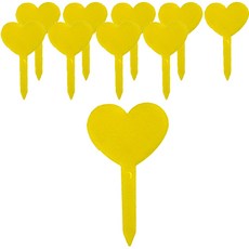 12圓形愛心花盆標示牌 10入, 黃色