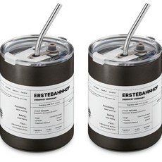 ERSTEBAHNHOF 不鏽鋼真空保溫吸管杯, 深灰色, 350ml, 2個