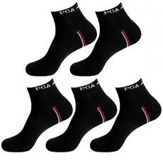 PGA 男士運動壓力雙層緩衝高爾夫襪5雙組, 黑色