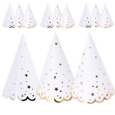 joyparty 派對尖帽閃亮星星 3種*4入組, 1套, 銀、金、玫瑰金