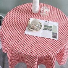 앤도 라운드 레저 캠핑 테이블보, 레드