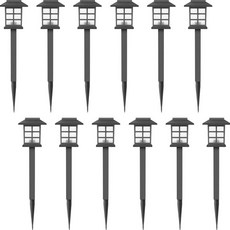 MIREU 太陽能迷你庭園燈 12入, 黑色(庭園燈), 白色(光源)