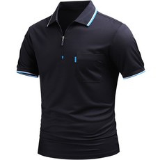 다꾸앙 남성용 메쉬보우 지퍼 반팔 카라 티셔츠 F03K9_tp4954