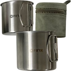 FR'IX 不鏽鋼馬克杯 350ml + 260ml 套組 + 收納袋, 橄欖綠(收納袋), 1個