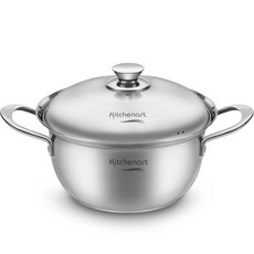 Kitchen-Art IH爐適用Veni系列不鏽鋼附蓋雙耳湯鍋, 單色, 22cm, 1個