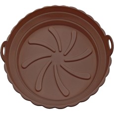 chinada 氣炸鍋折疊式矽膠容器 圓形 20cm, 棕色, 1個