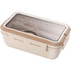 Salrimuibalgyeon 微波爐日常便當盒 1100ml + 餐具組, 1000ml, 象牙白, 1個