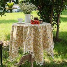 앤도 플라워 캠핑 테이블보, 옐로우