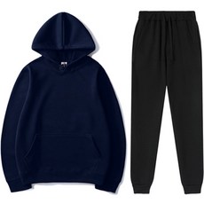 구디프 남성용 심플 솔리드컬러 후드티 + 밴딩 트레이닝팬츠 세트