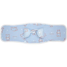 Baby Story 嬰兒用包巾靠墊背帶毯 小熊愛心, 藍色