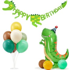 Joy Party 圓錐形恐龍生日氣球套組, 綠色（恐龍氣球），隨機發貨（充氣氣球）, 1套