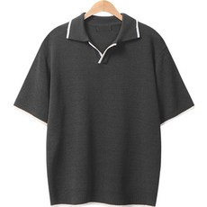 레이먼 남성용 세디 카라 배색 니트 반팔티