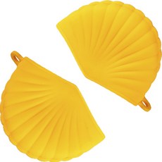 solve living 貝殼造型廚房矽膠隔熱手套鍋把夾, 黃色, 1套