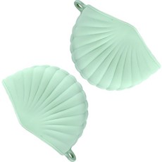 solve living 貝殼造型廚房矽膠隔熱手套鍋把夾, 薄荷綠, 1套