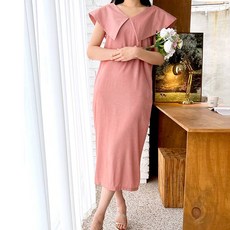 Paperments 自家製作 Luxellen 真大翻領長版寬鬆連身裙 05202, 粉紅色