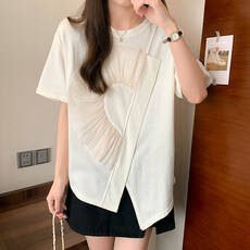 메이첼 빅사이즈 셔링 D쉬폰 여름 티셔츠 02352