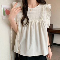 MEICHEL 大尺碼方領抓皺柔軟夏季女衫 02328