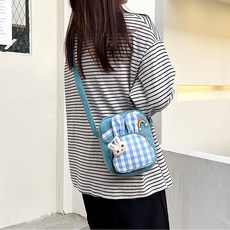 Rich Myeonghwa 學生用可愛格紋斜背野餐包