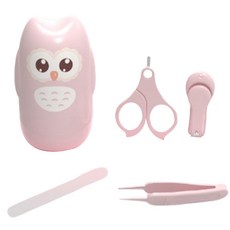 Rani Market 可愛幼兒嬰兒美甲套件貓頭鷹盒, 1組, 粉色